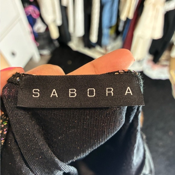 SABORA Womens Ruched Sequin Bodycon Mini Dress Sparkle - Picture 6 of 6